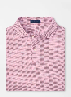 Peter Millar Delancey Dot Performance Jersey Polo In Scarlet Lilly