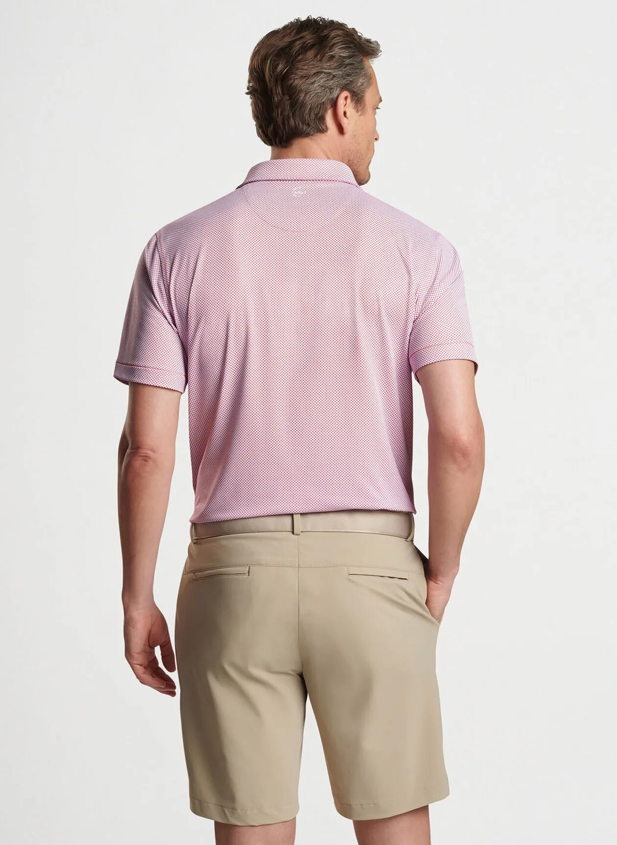 Peter Millar Delancey Dot Performance Jersey Polo In Scarlet Lilly