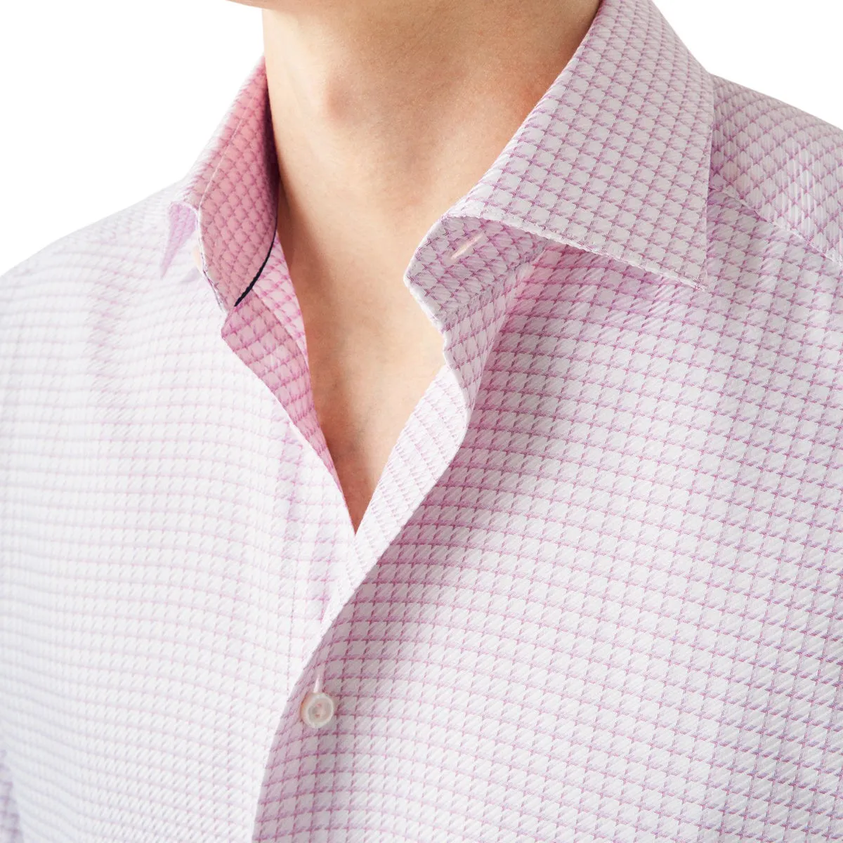 Pink Houndstooth King Twill Contemporary Fit Shirt