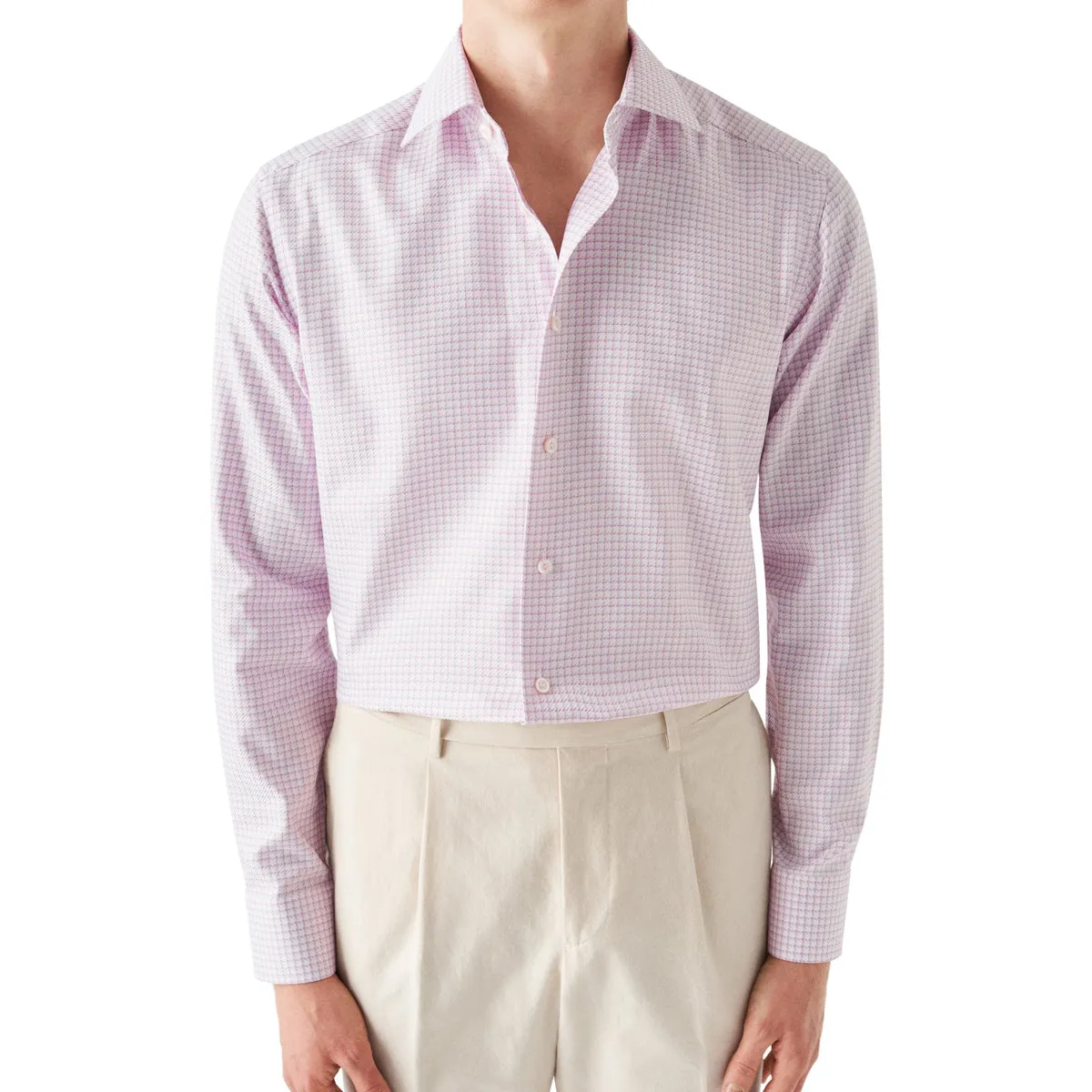 Pink Houndstooth King Twill Contemporary Fit Shirt