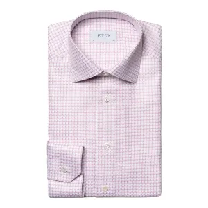 Pink Houndstooth King Twill Contemporary Fit Shirt