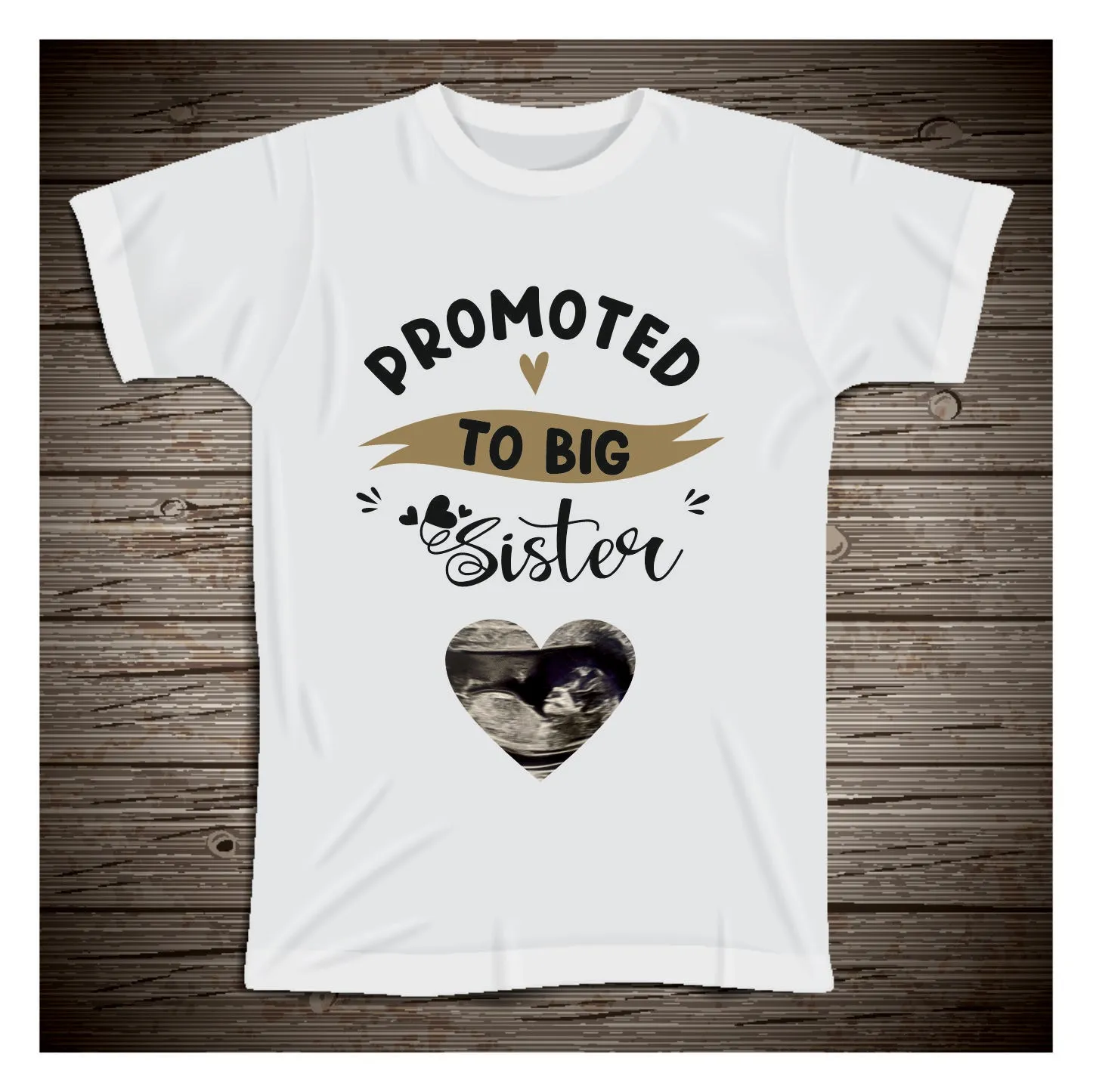 Promoted to Big Brother Sibling Kids T-Shirt Big Sister - Scan Photo Pregnancy announcement