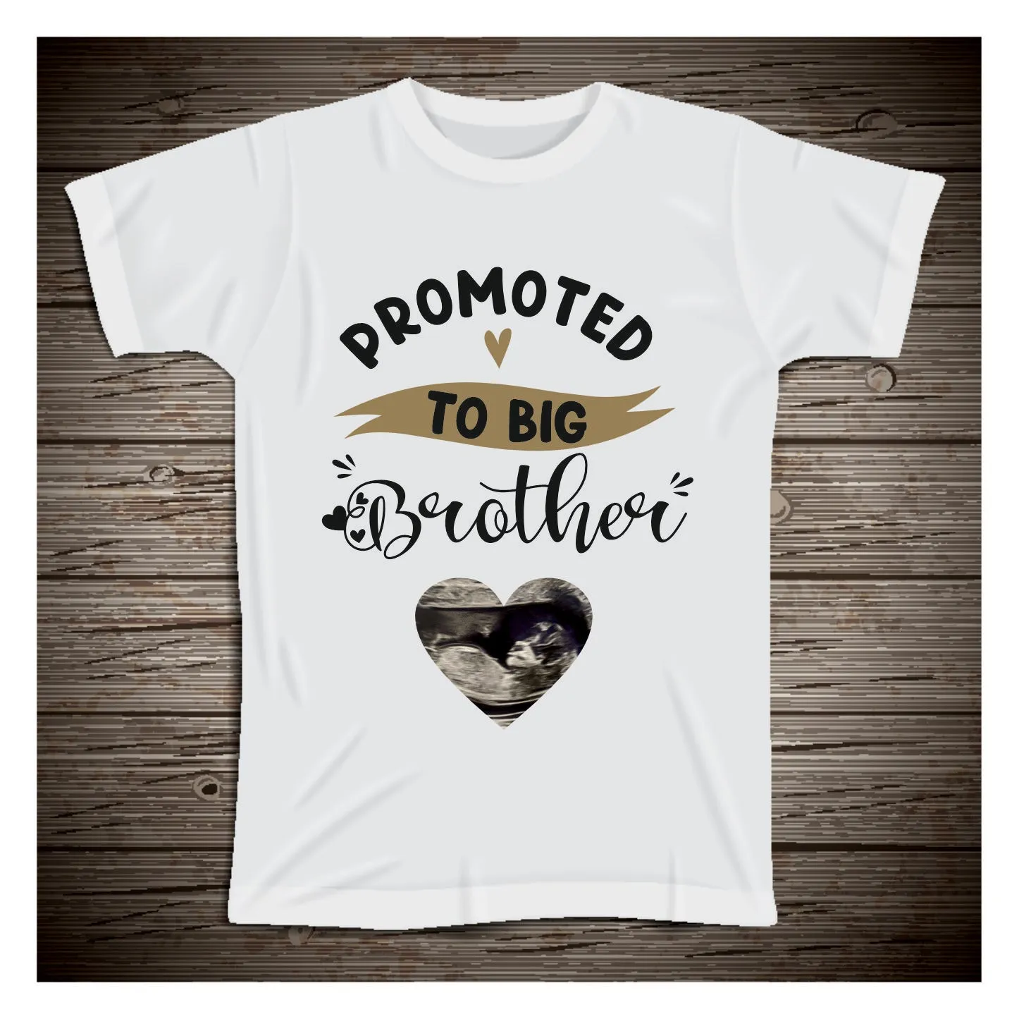 Promoted to Big Brother Sibling Kids T-Shirt Big Sister - Scan Photo Pregnancy announcement