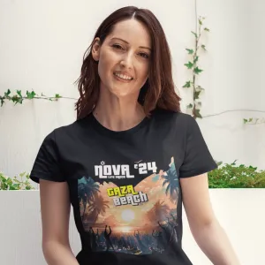 "Gaza Beach Party" Black Custom T-Shirt for Women