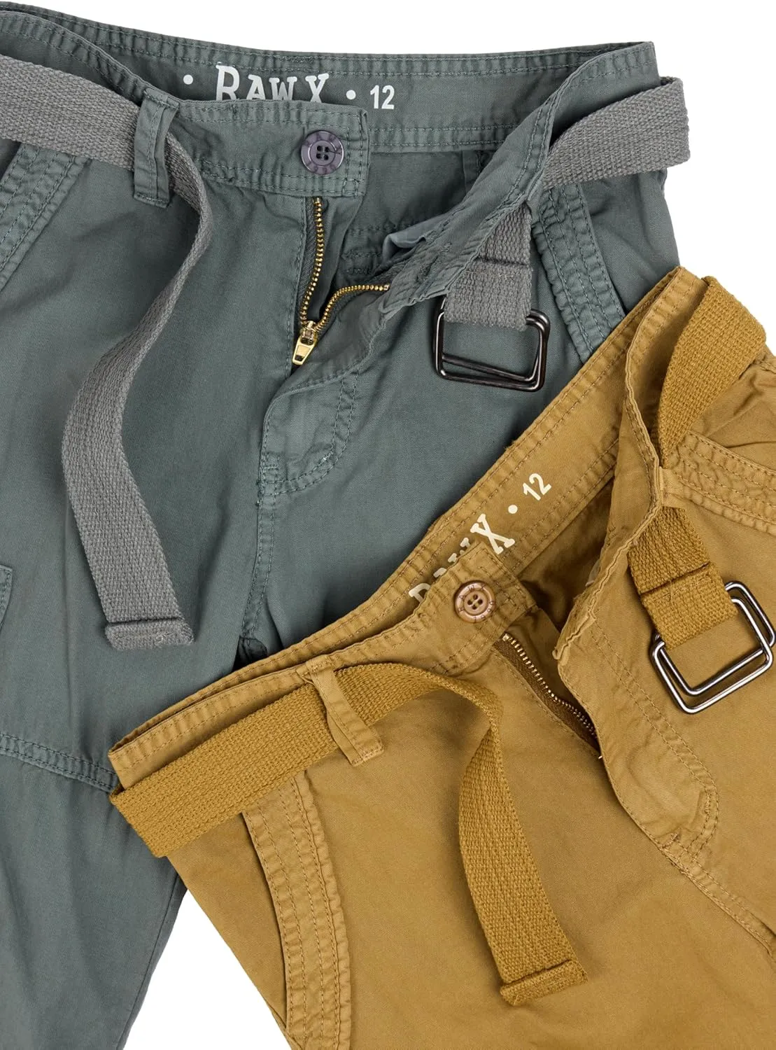 Raw X Boys Cargo Shorts 8-18 | 100% Cotton Belted Twill Boys, Teen and Youth Cargo Short |