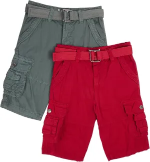 Raw X Boys Cargo Shorts 8-18 | 100% Cotton Belted Twill Boys, Teen and Youth Cargo Short |