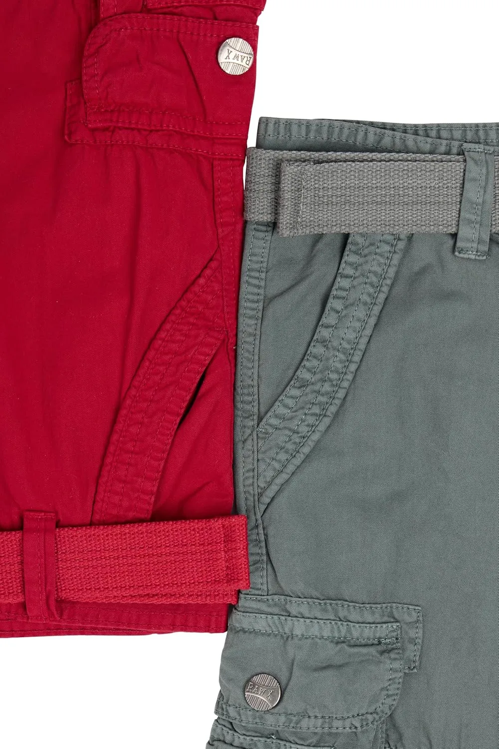 Raw X Boys Cargo Shorts 8-18 | 100% Cotton Belted Twill Boys, Teen and Youth Cargo Short |