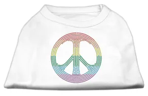 Rhinestone Rainbow Peace Sign Shirts White L (14)