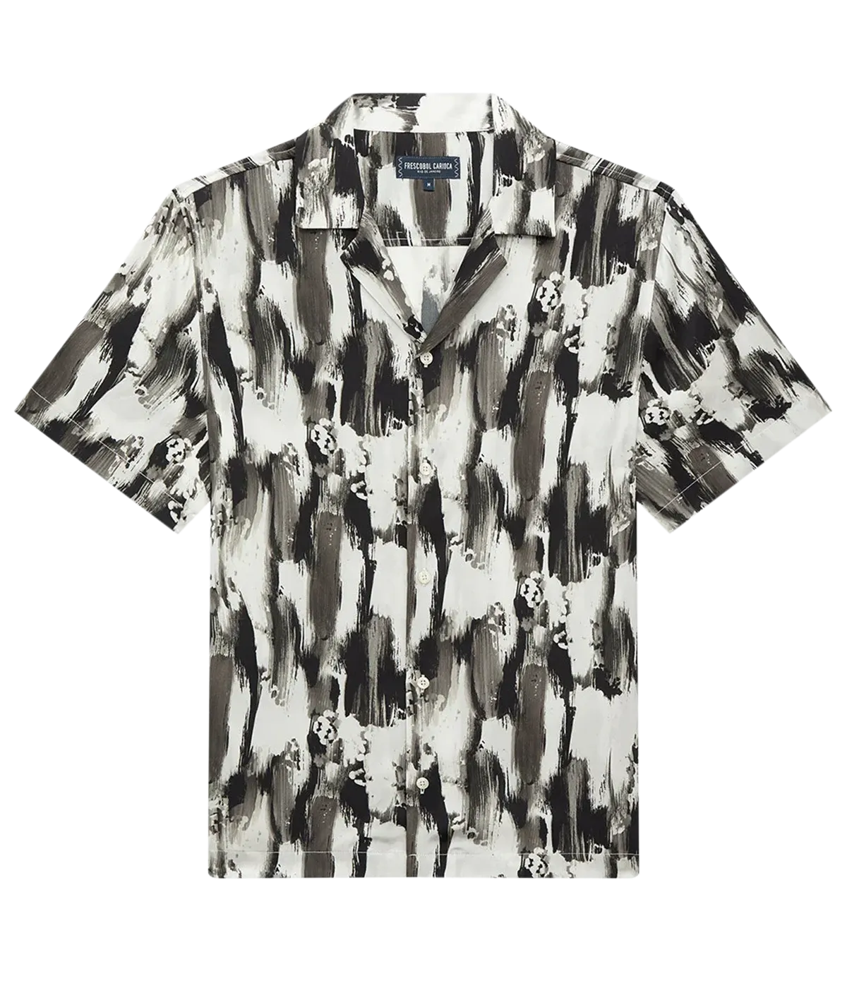 Roberto Seascape Print Silk Shirt in Black and White