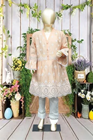 Shomi Stitched Chikankari Kids Shirts Collection'2022-SD-12-Peach
