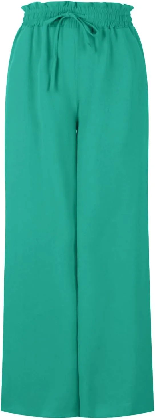 SMIDOW Palazzo Pants for Women Dressy Casual 2024 High Waist Wide Leg Flowy Pants Loose Long Lounge Trousers