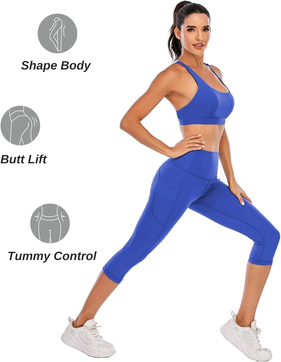 Steppe Naked Feeling High Waisted Yoga Pants Women's Workout Capris Leggings with Pockets