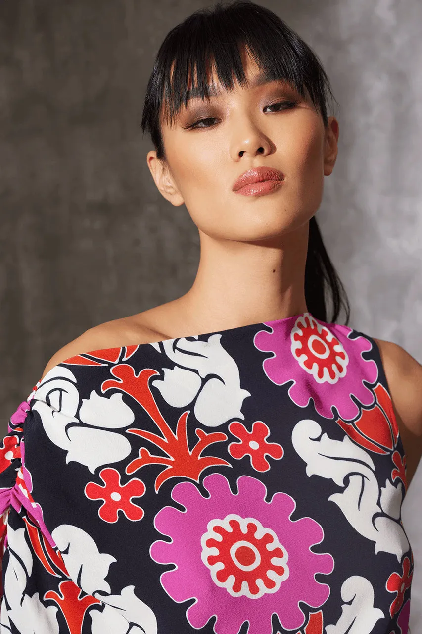 Talitha Crepe Sleeveless Drape Top