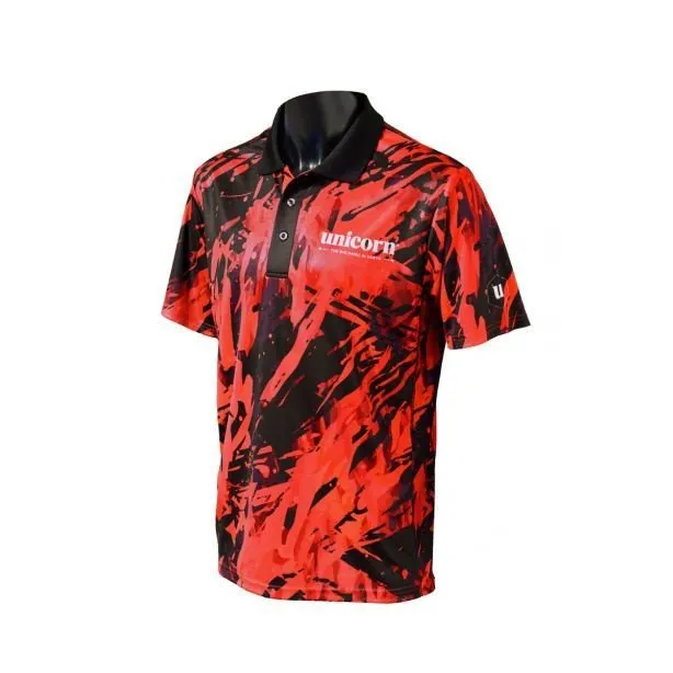Unicorn Darts Pro Tech Camo Shirt Breathable Soft-Feel Micro Mesh 3-Tuk Polyester - Red