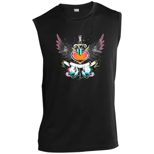 Vintage Heart and Swallow Banner Men’s Sleeveless Performance Tee