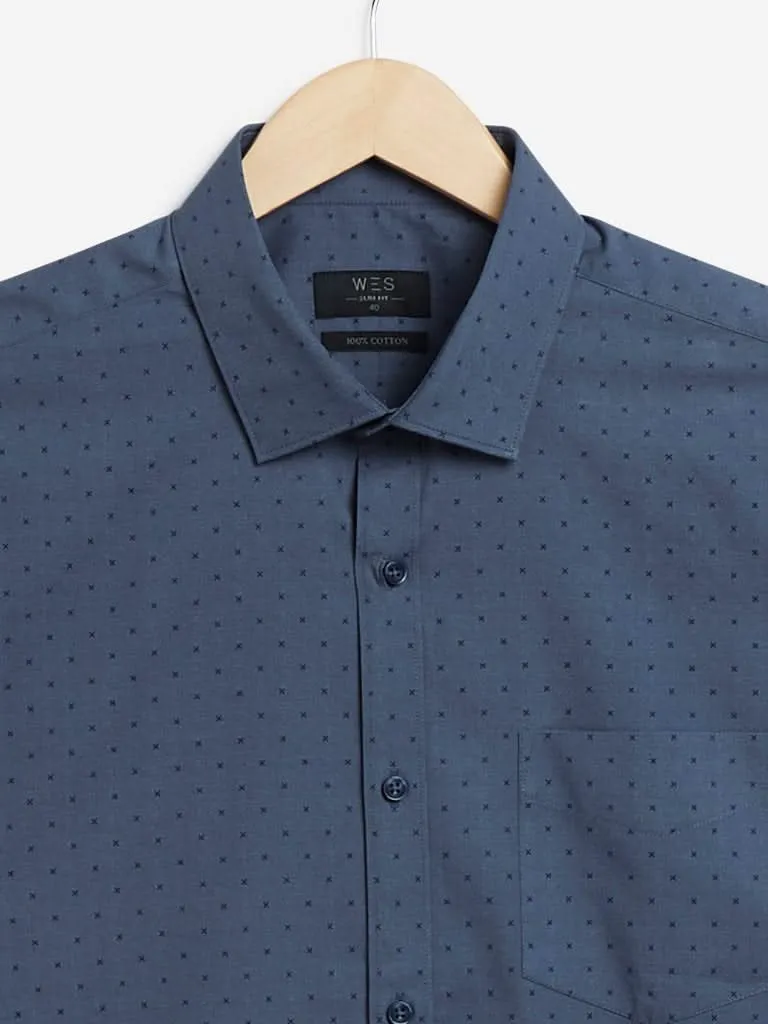 WES Formals Indigo Slim-Fit Shirt