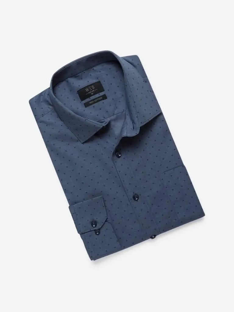 WES Formals Indigo Slim-Fit Shirt