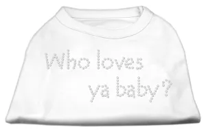 Who Loves Ya Baby? Rhinestone Shirts White S (10)