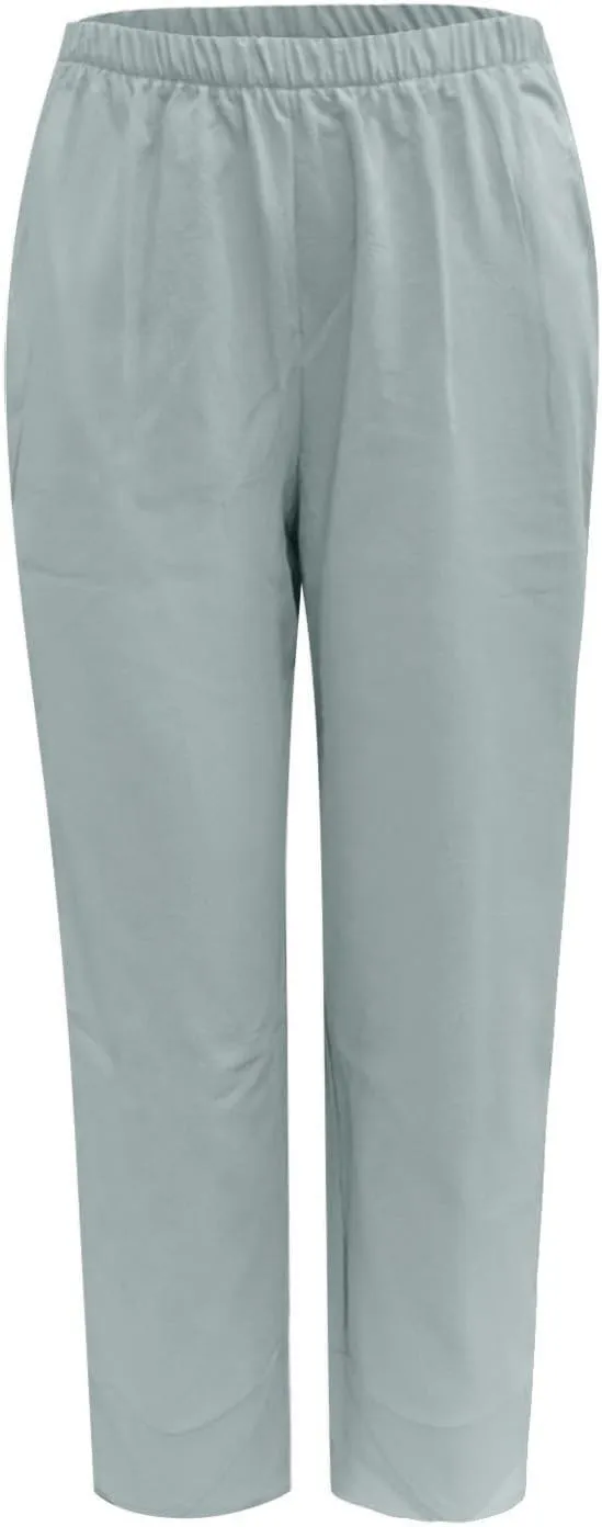 Women Summer Casual Cotton Linen Pants Loose High Waist Capris Lounge Trousers Wide Leg Cropped Pants for Casual