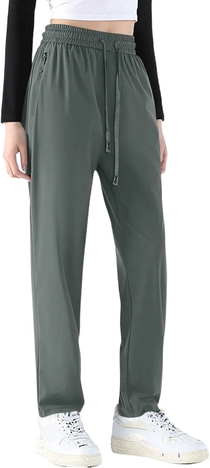 Women's Fashion Athletic Exercise Pants Active Breathable Trousers Cute Elastic Solid Color Outfits