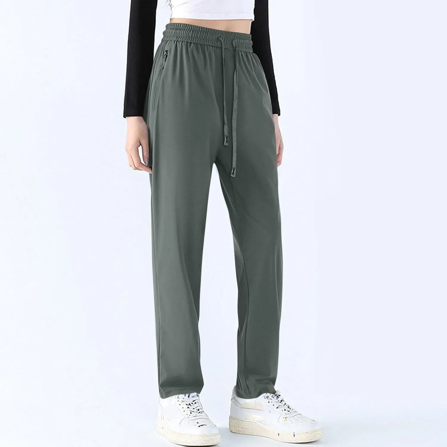 Women's Fashion Athletic Exercise Pants Active Breathable Trousers Cute Elastic Solid Color Outfits