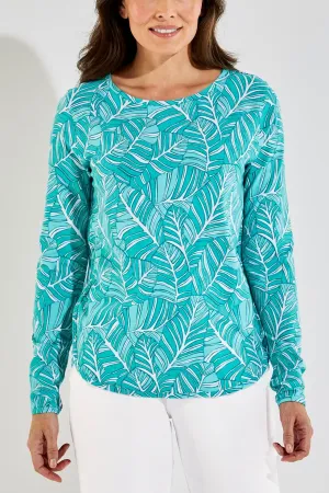 Women's Heyday Side Split Shirt | Emerald Mint Forever Palm