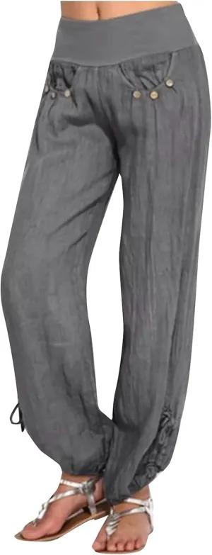 Women's Palazzo Pants, Women High Waist Casual Wide Leg Long Palazzo Pants Trousers Regular Size