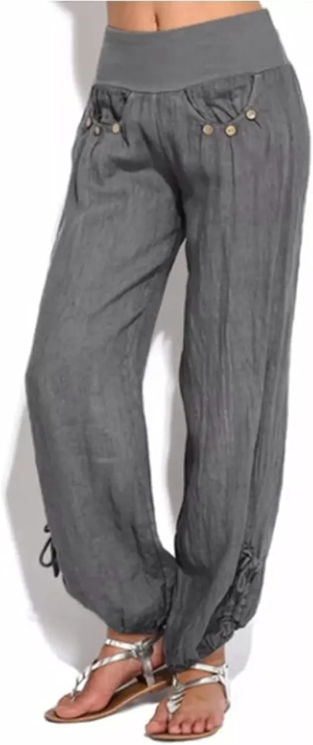 Women's Palazzo Pants, Women High Waist Casual Wide Leg Long Palazzo Pants Trousers Regular Size