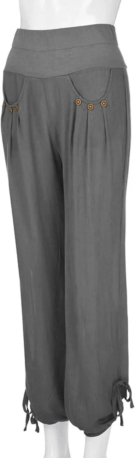 Women's Palazzo Pants, Women High Waist Casual Wide Leg Long Palazzo Pants Trousers Regular Size