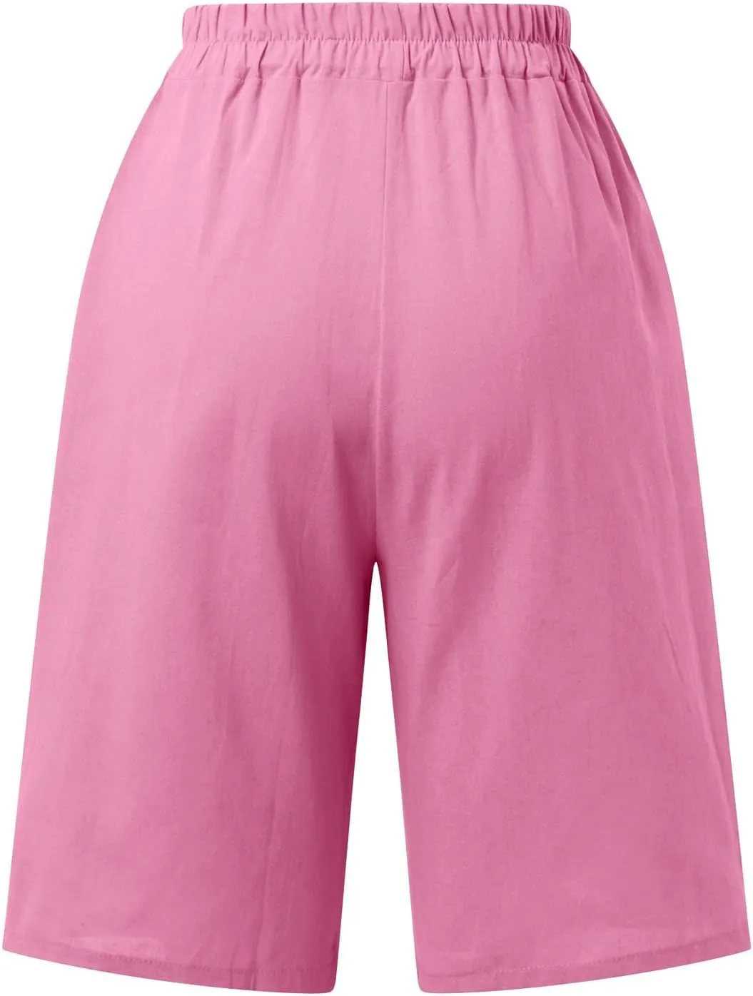 Women's Summer High Waisted Cotton Linen Palazzo Pants Wide Leg Long Ruched Workout Pant Trouser with Pocket