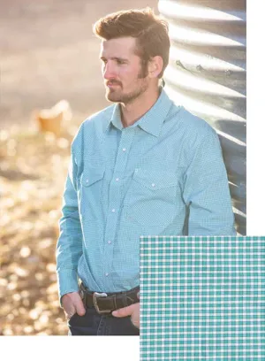 Wyoming Traders Green White Plaid Pearl Snap Shirt