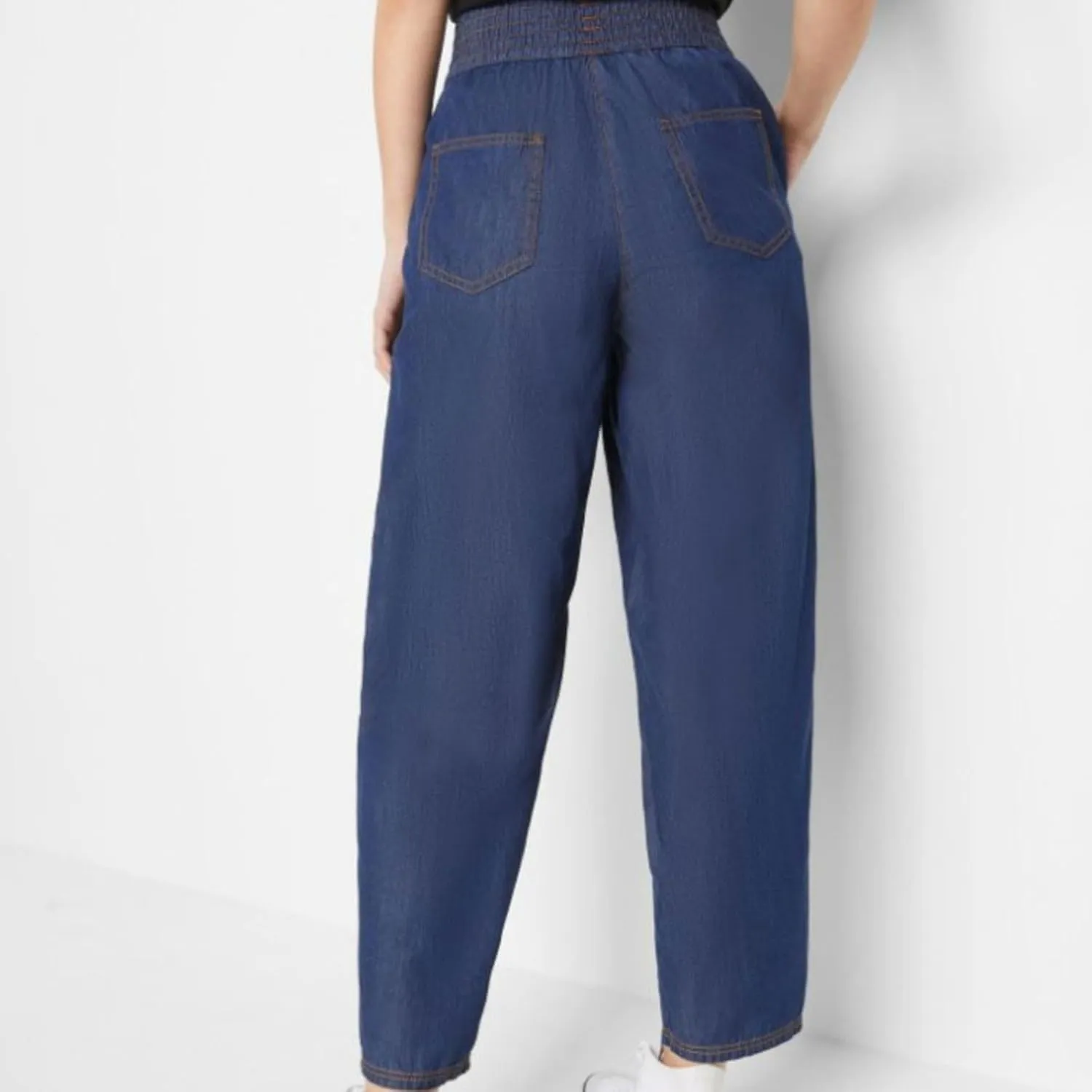yardsong Womens Summer Casual Denim Pants Elastic High Waist Trendy Lightweight Jeans Loose Wide Leg Trousers with Pockets