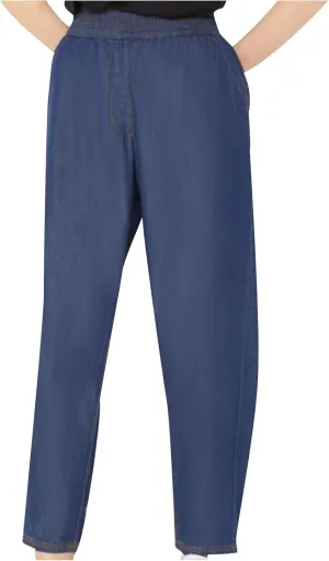 yardsong Womens Summer Casual Denim Pants Elastic High Waist Trendy Lightweight Jeans Loose Wide Leg Trousers with Pockets