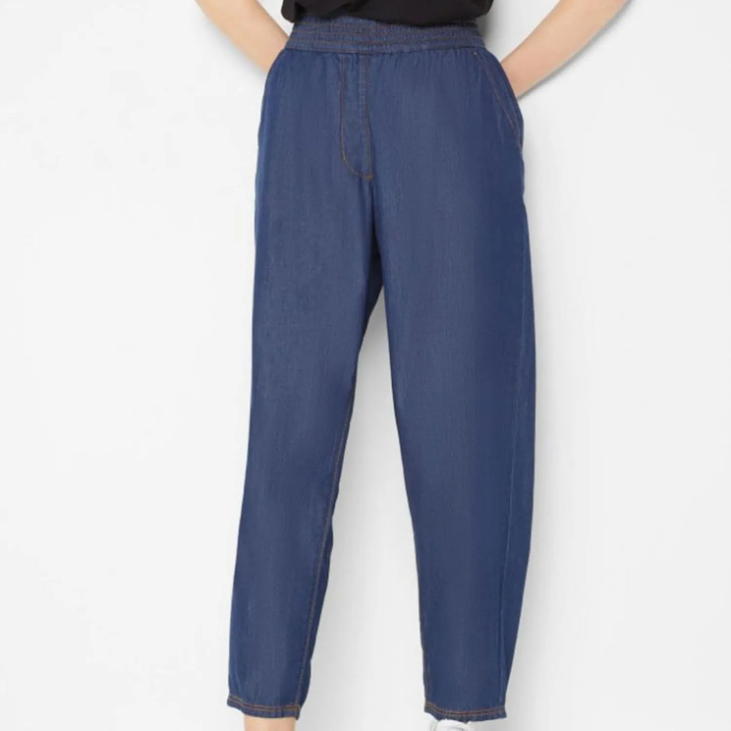 yardsong Womens Summer Casual Denim Pants Elastic High Waist Trendy Lightweight Jeans Loose Wide Leg Trousers with Pockets