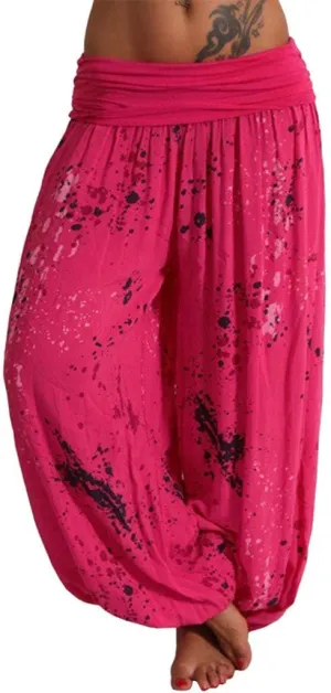 YOLAI Women Tie-dye Printed Trousers Palazzo Yoga High Elastic Waist Pants Band Loose Casual Pants