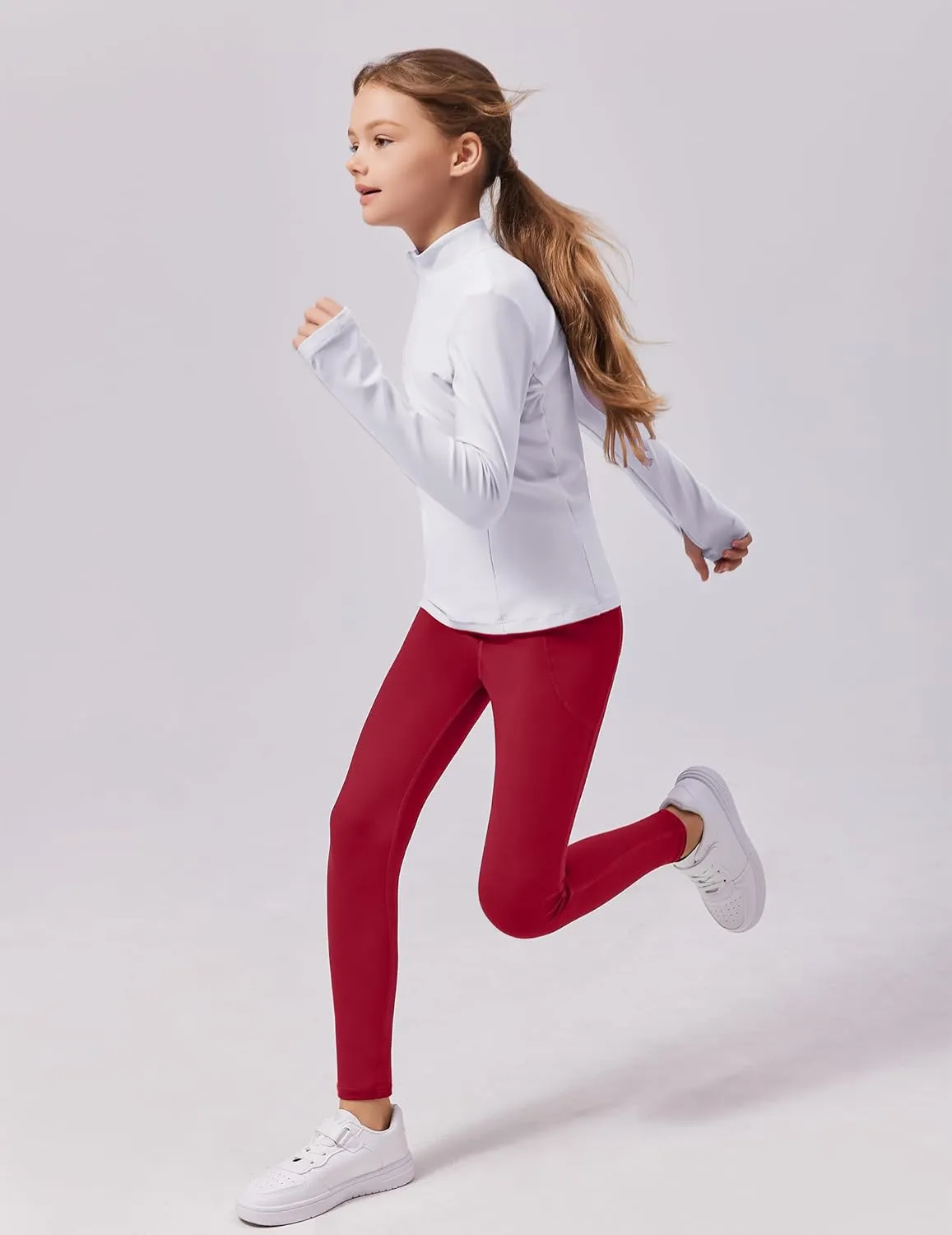 Zaclotre Girls Athletic Leggings Cross High Waisted Yoga Pants for Kids Dance Workout Running Tights with Pockets
