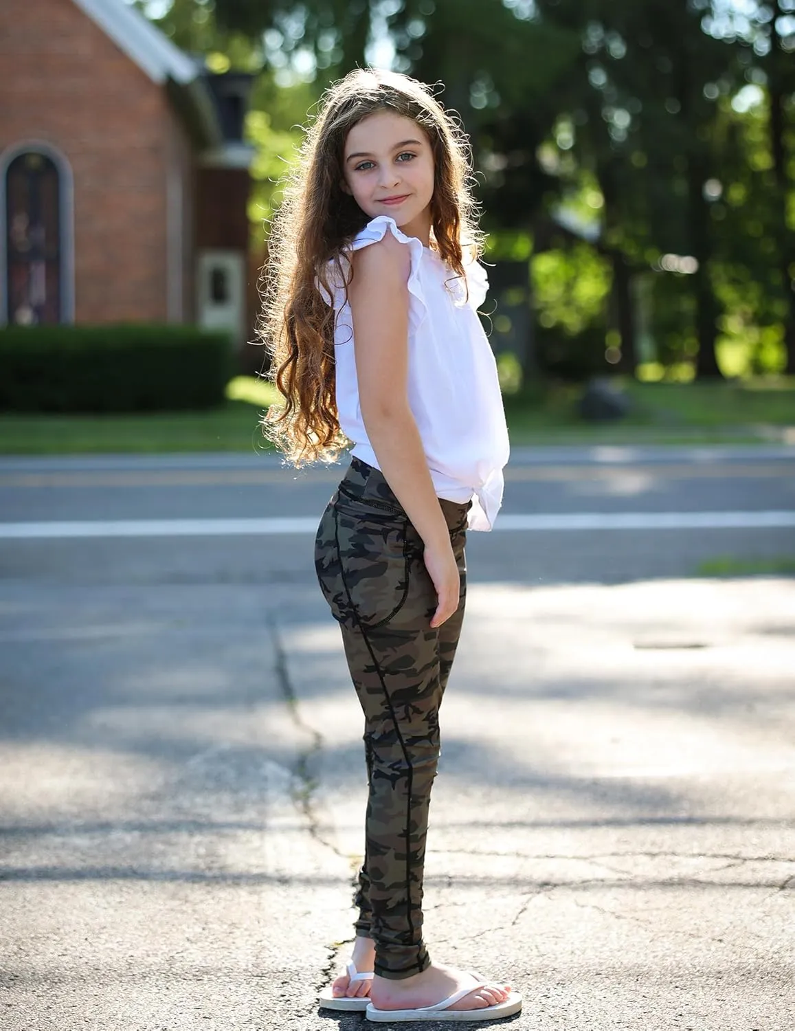 Zaclotre Girls Athletic Leggings Cross High Waisted Yoga Pants for Kids Dance Workout Running Tights with Pockets