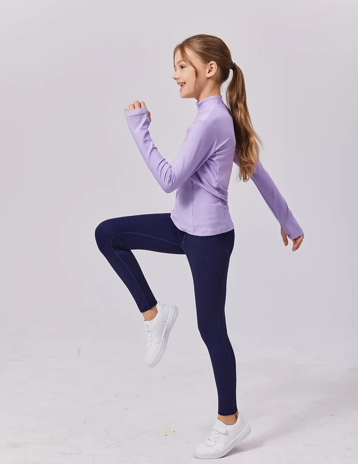 Zaclotre Girls Athletic Leggings Cross High Waisted Yoga Pants for Kids Dance Workout Running Tights with Pockets